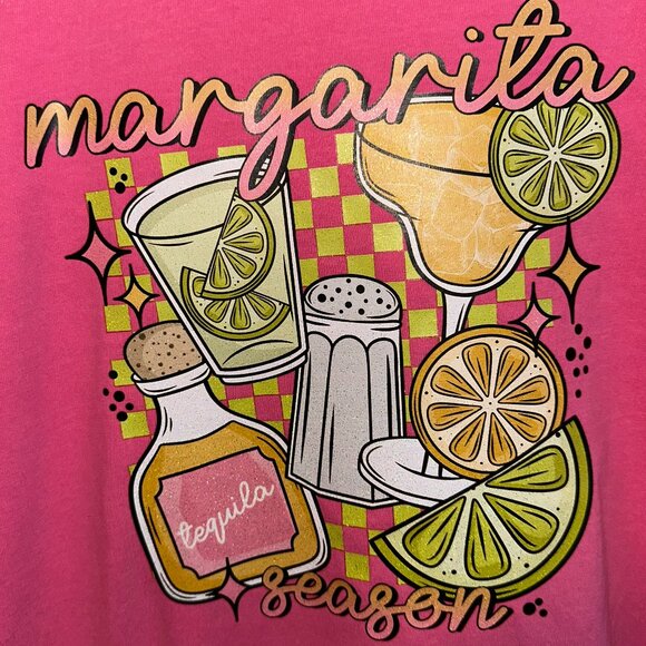 Comfort Colors Tee In CRUNCHBERRY Featuring "MARGARITA SEASON" Glitter Design - Picture 2 of 5